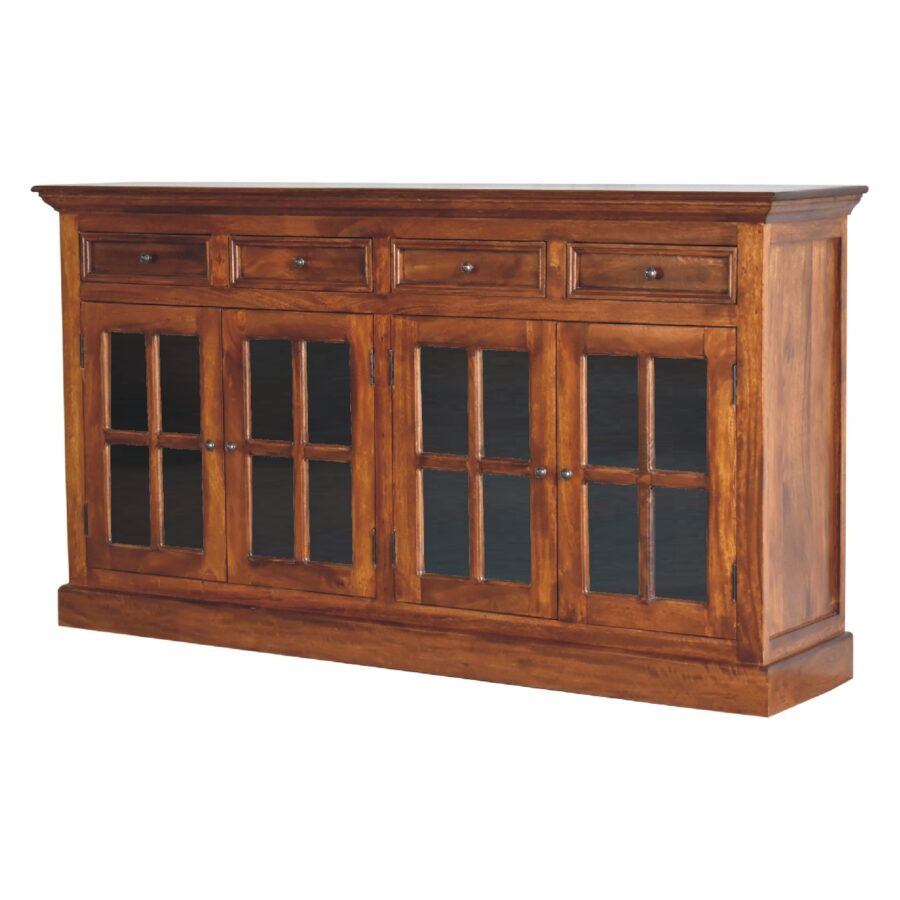 in3364 large chestnut sideboard with 4 glazed doors