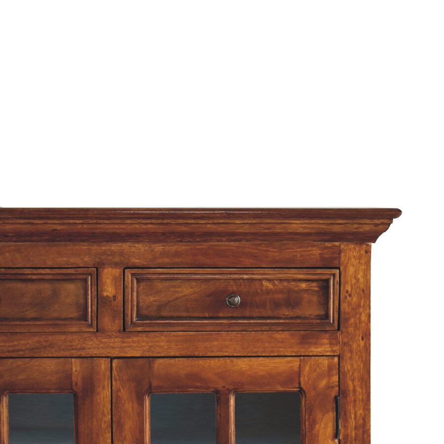 in3364 large chestnut sideboard with 4 glazed doors