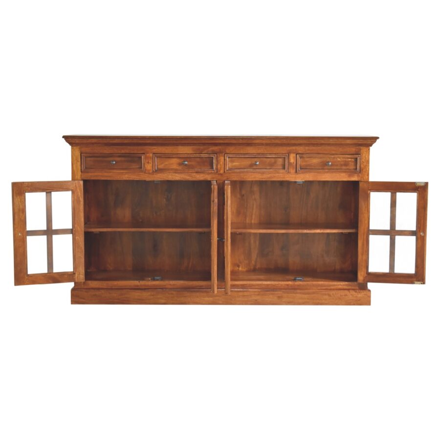 in3364 large chestnut sideboard with 4 glazed doors