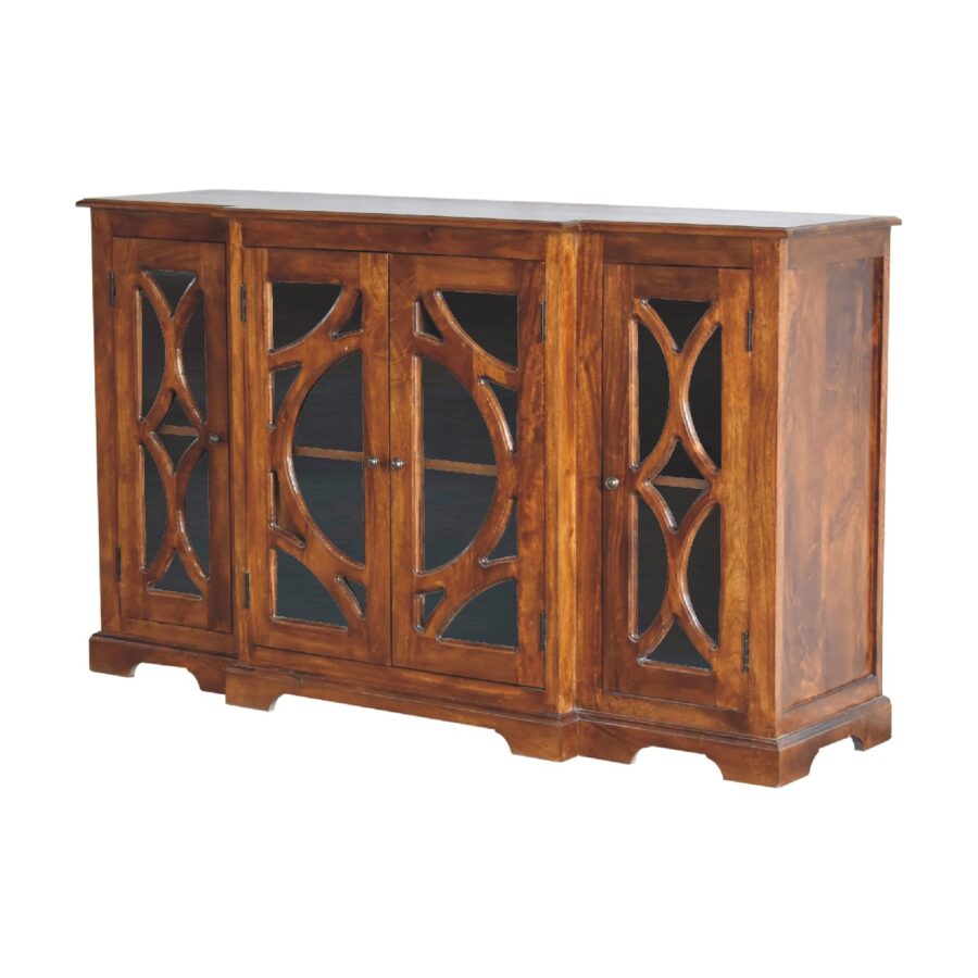 in3366 chestnut sideboard hand carved glazed doors