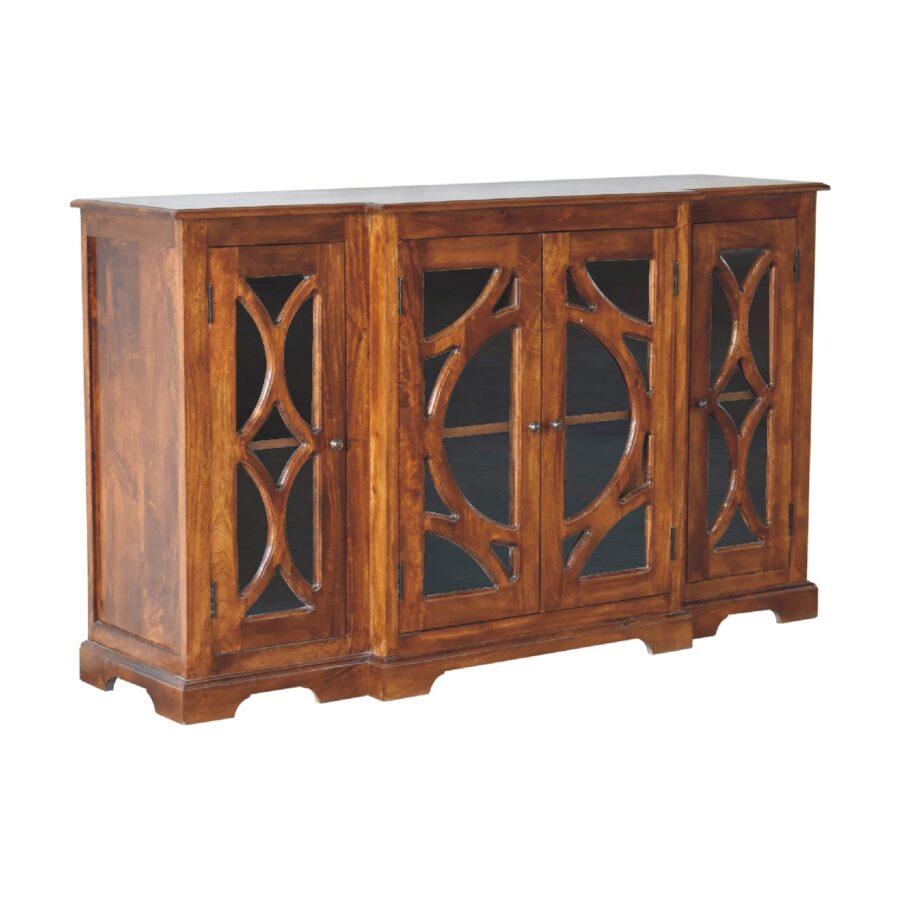 in3366 chestnut sideboard hand carved glazed doors