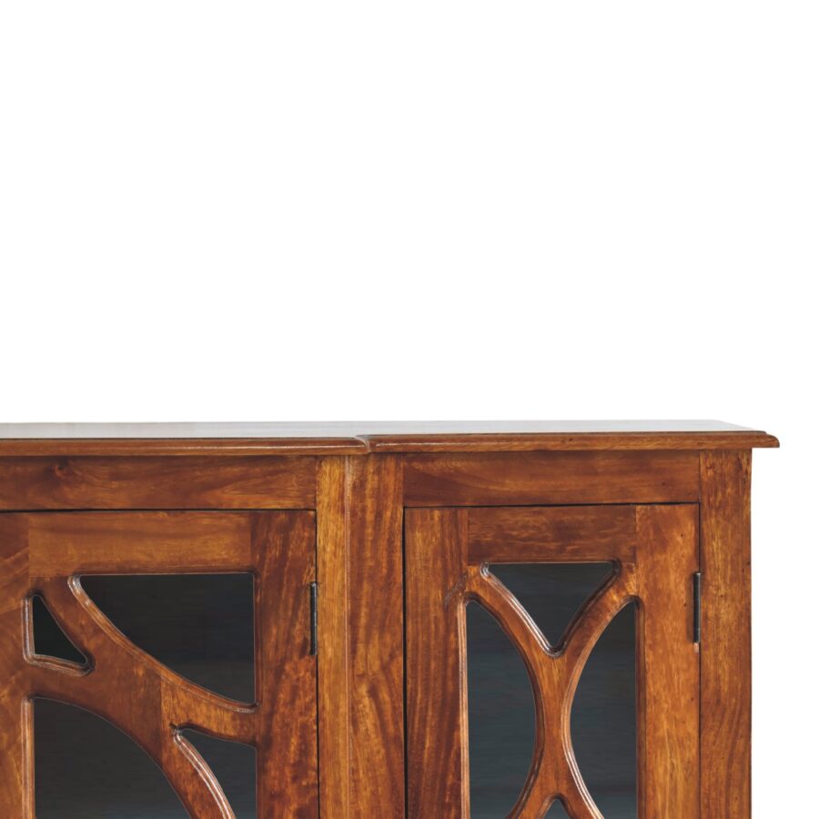 in3366 chestnut sideboard hand carved glazed doors