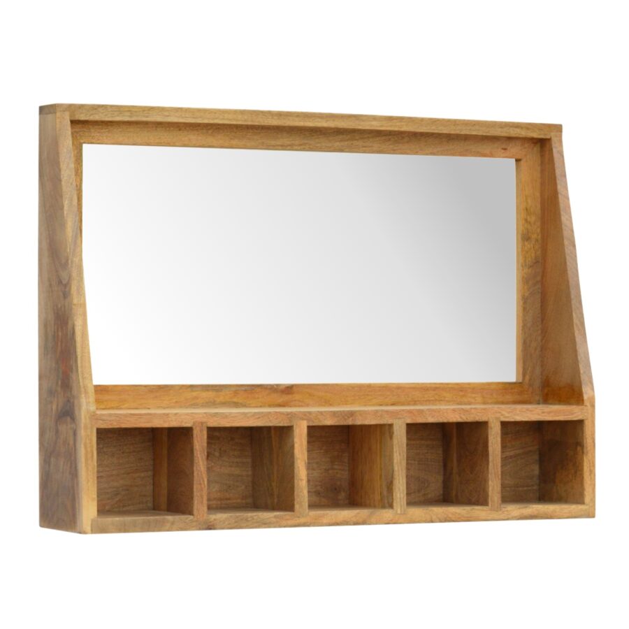 in341 solid wood 5 slot wall mounted unit with mirror