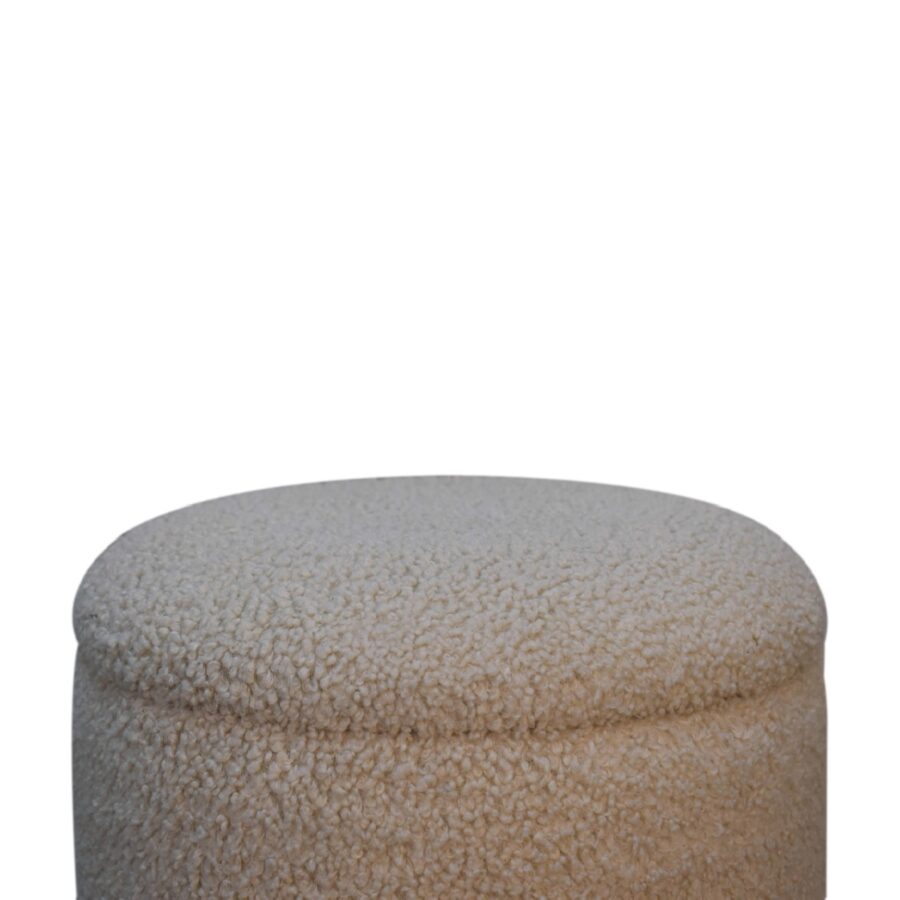 cream boucle storage footstool