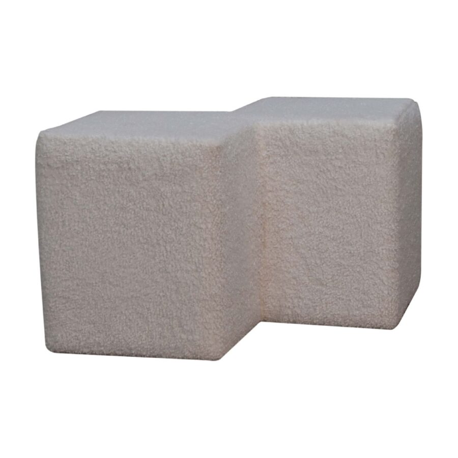 in3478 white boucle twin footstool