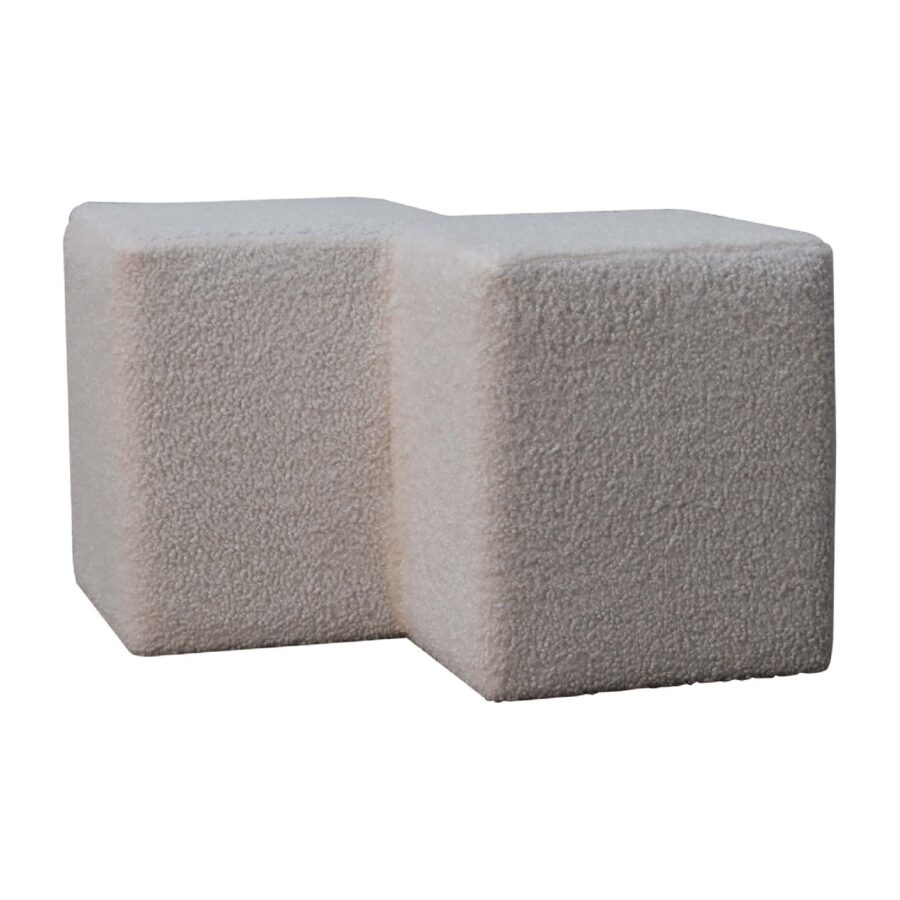 in3478 white boucle twin footstool