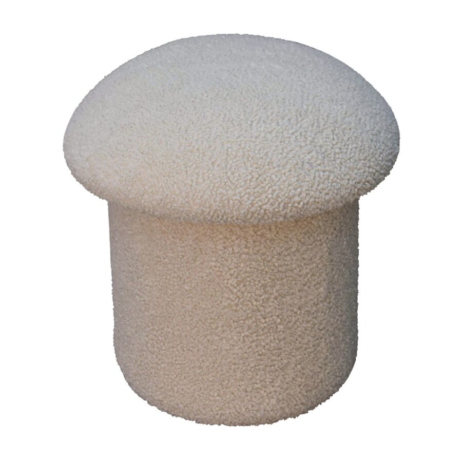 in3479 cream boucle mushroom footstool