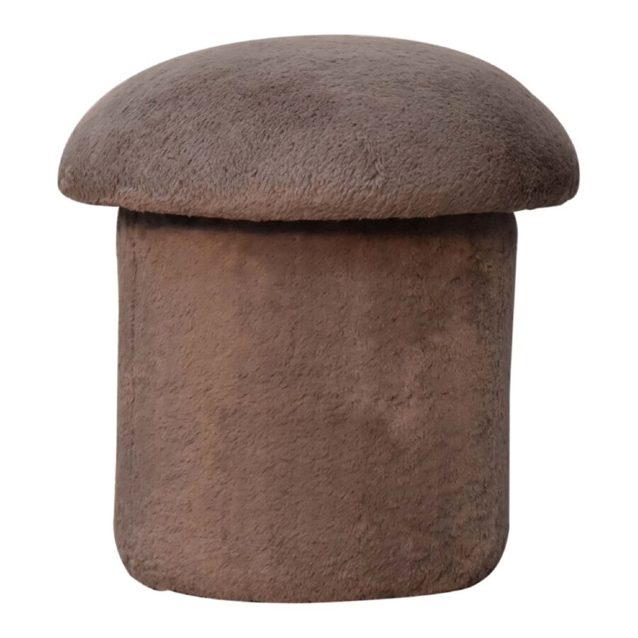 in3481 mocha faux fur mushroom footstool