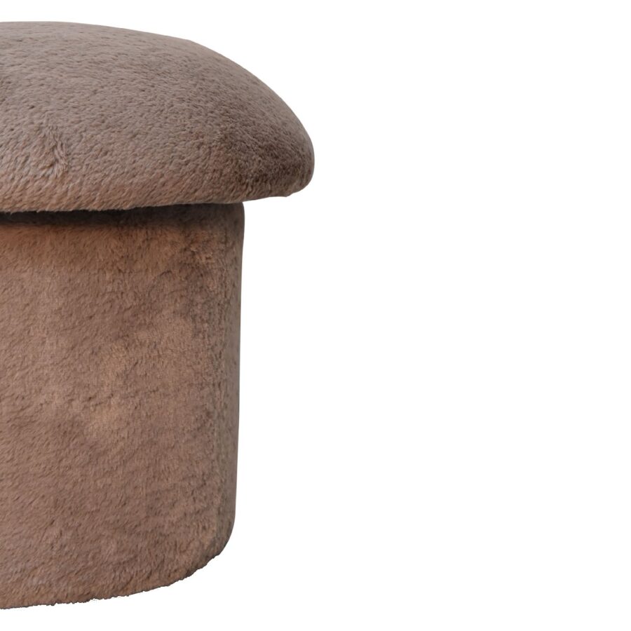 in3481 mocha faux fur mushroom footstool