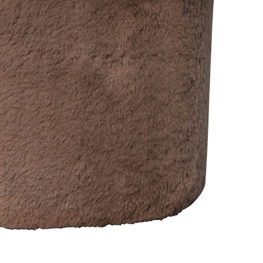 in3481 mocha faux fur mushroom footstool