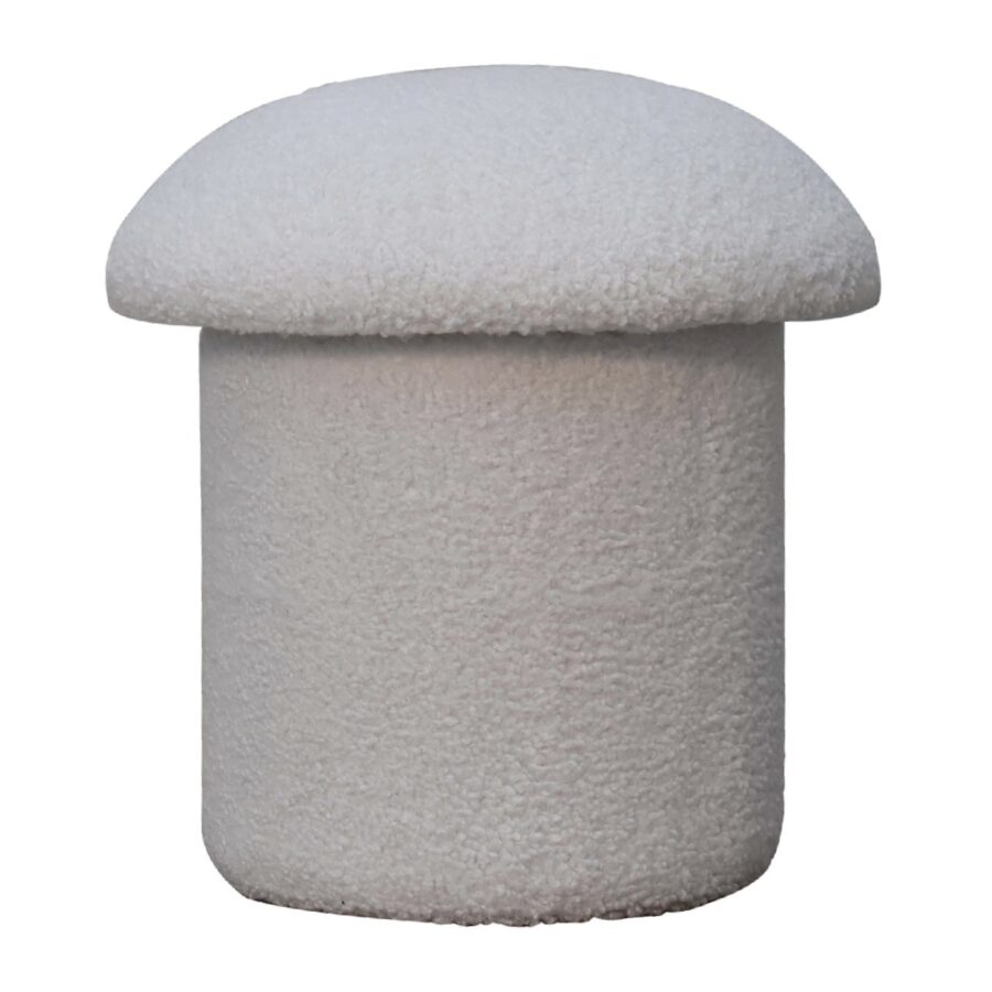 in3482 white boucle mushroom footstool
