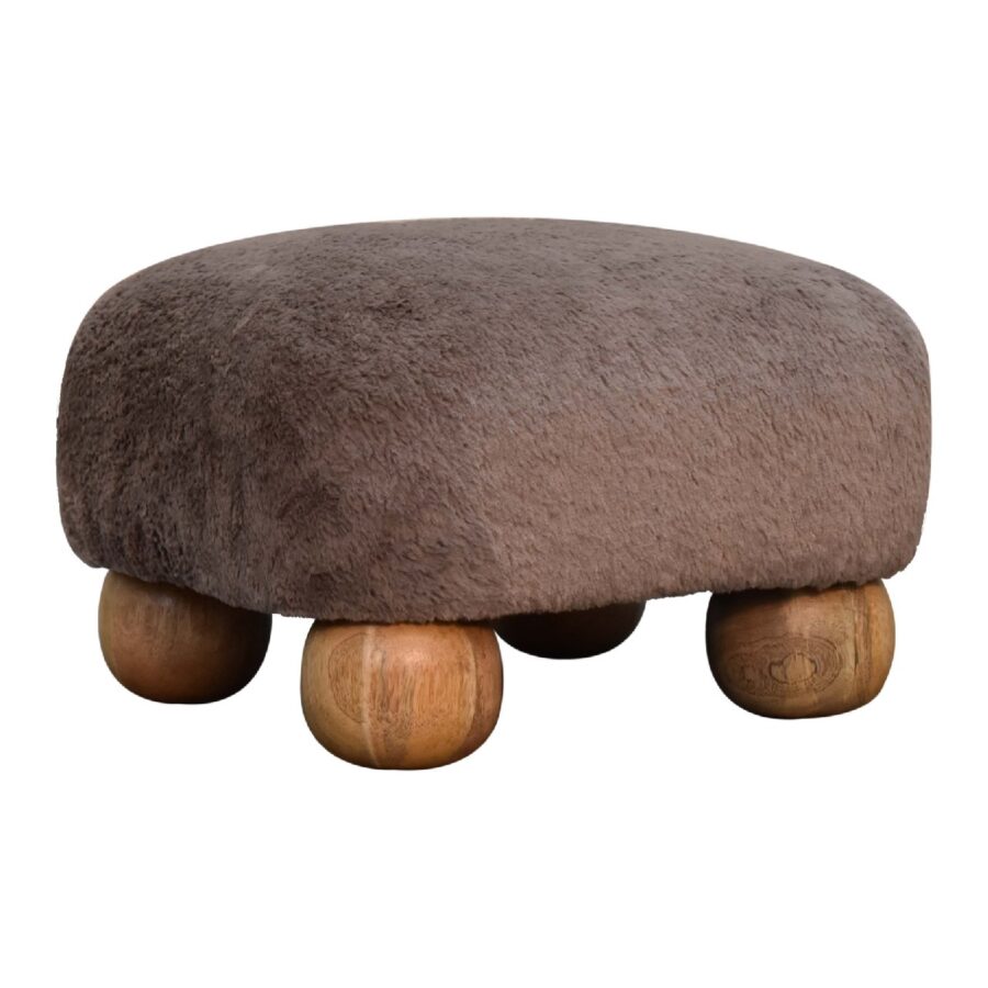 in3483 mocha faux fur nordic footstool