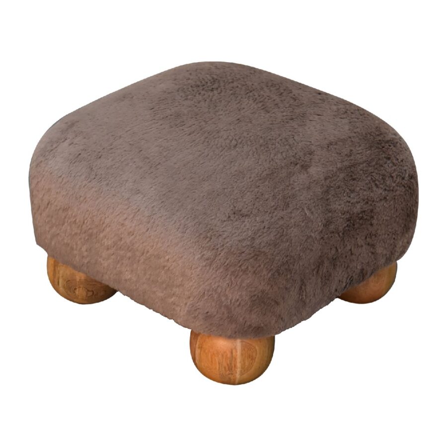 in3483 mocha faux fur nordic footstool