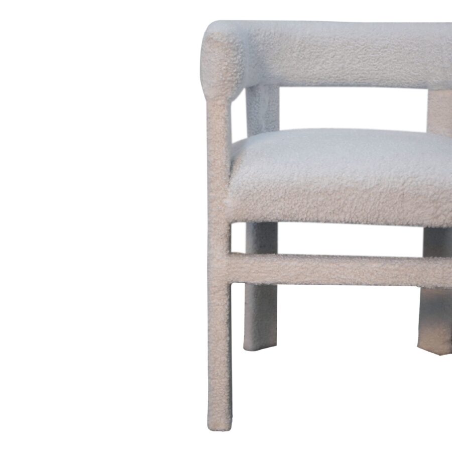 in3484 white boucle occassional chair