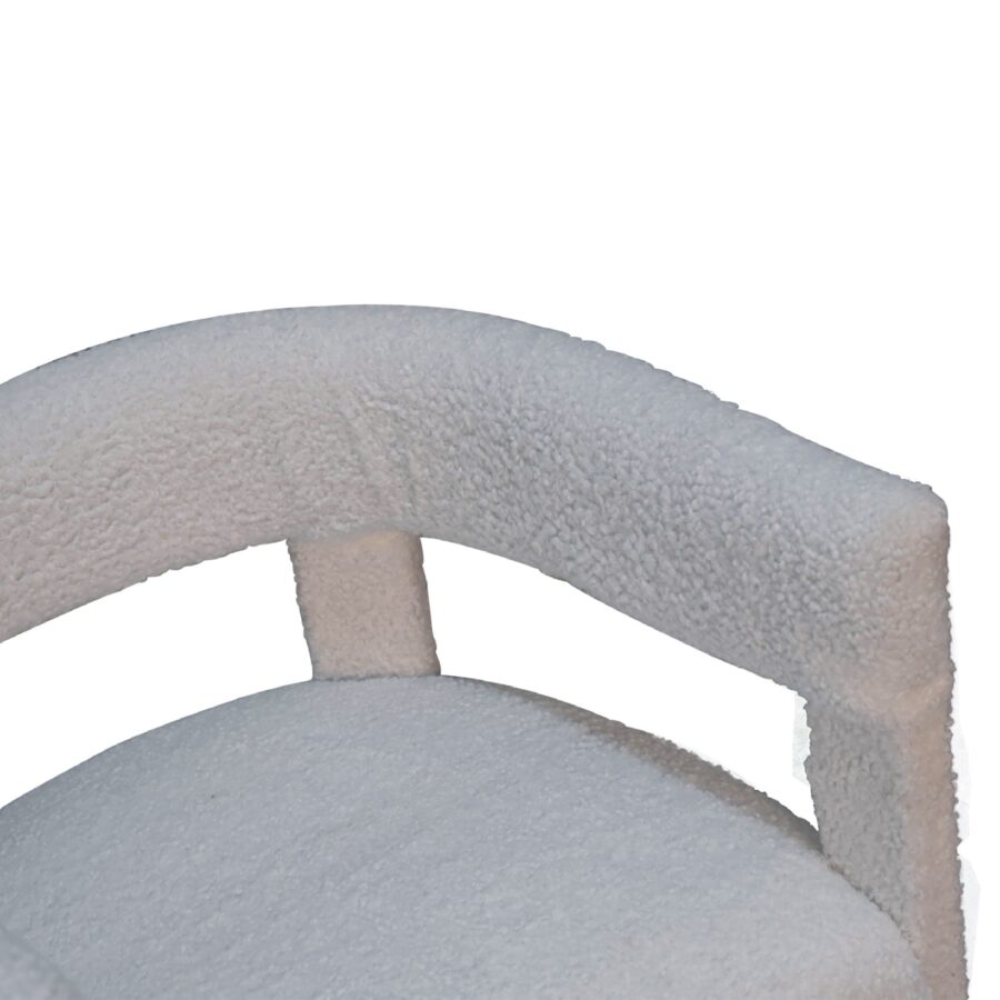 in3484 white boucle occassional chair