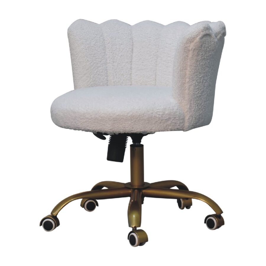 in3485 white boucle swival chair