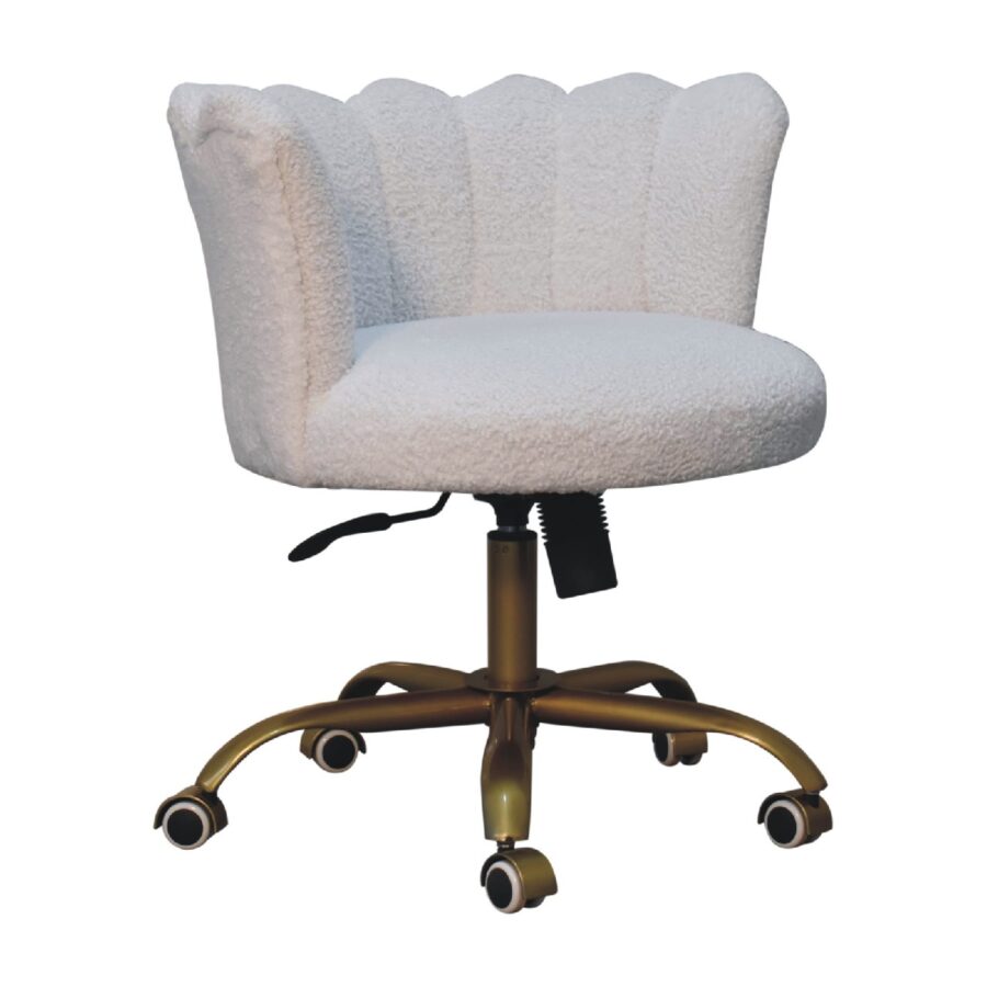 in3485 white boucle swival chair