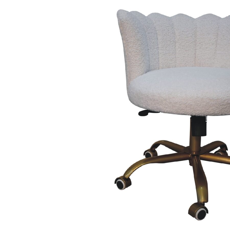 in3485 white boucle swival chair