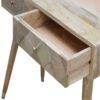 in395 oak ish gold brass inlay console table