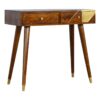 in431 gold geometric chestnut console table