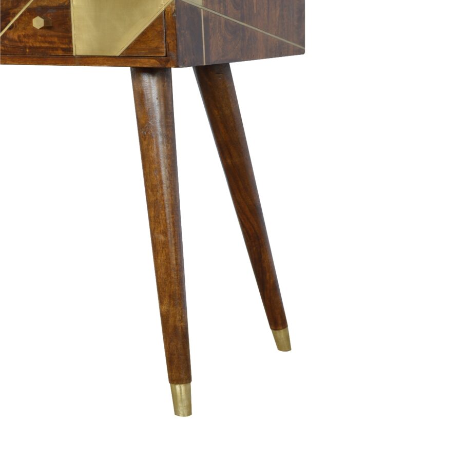 in431 gold geometric chestnut console table