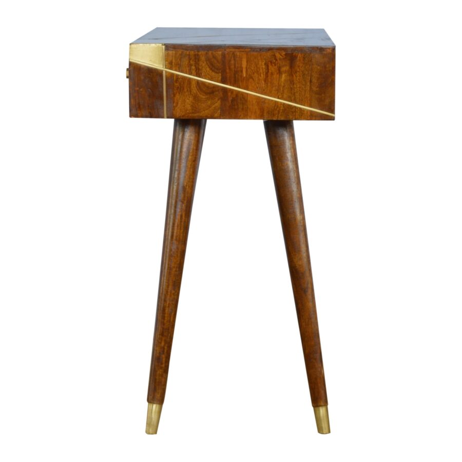 in431 gold geometric chestnut console table