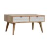 in449 sleek white carved coffee table