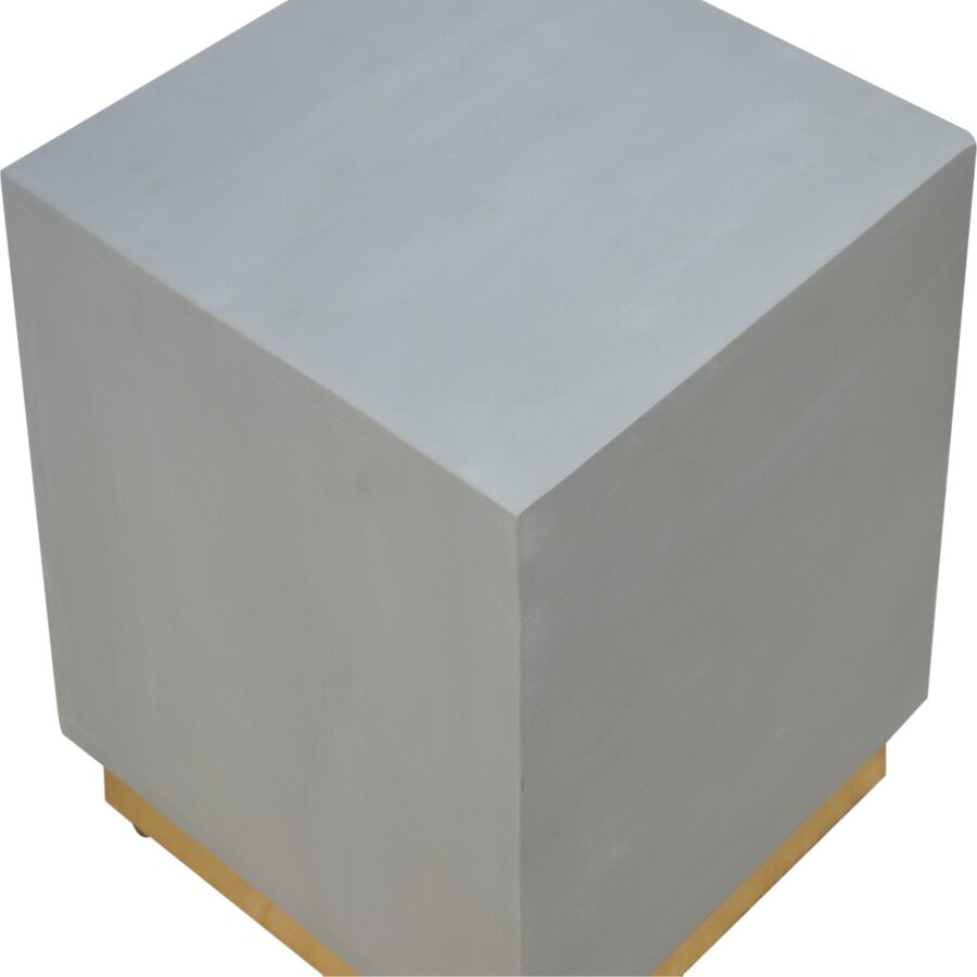 in474 sleek cement footstool with gold base