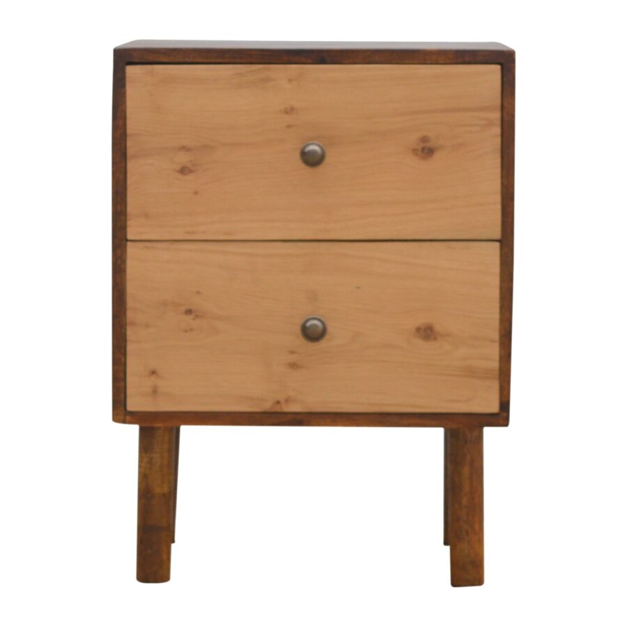 in544 solid wood 2 drawer bedside with 2 oak wood front drawer fronts