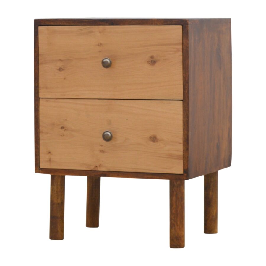 in544 solid wood 2 drawer bedside with 2 oak wood front drawer fronts