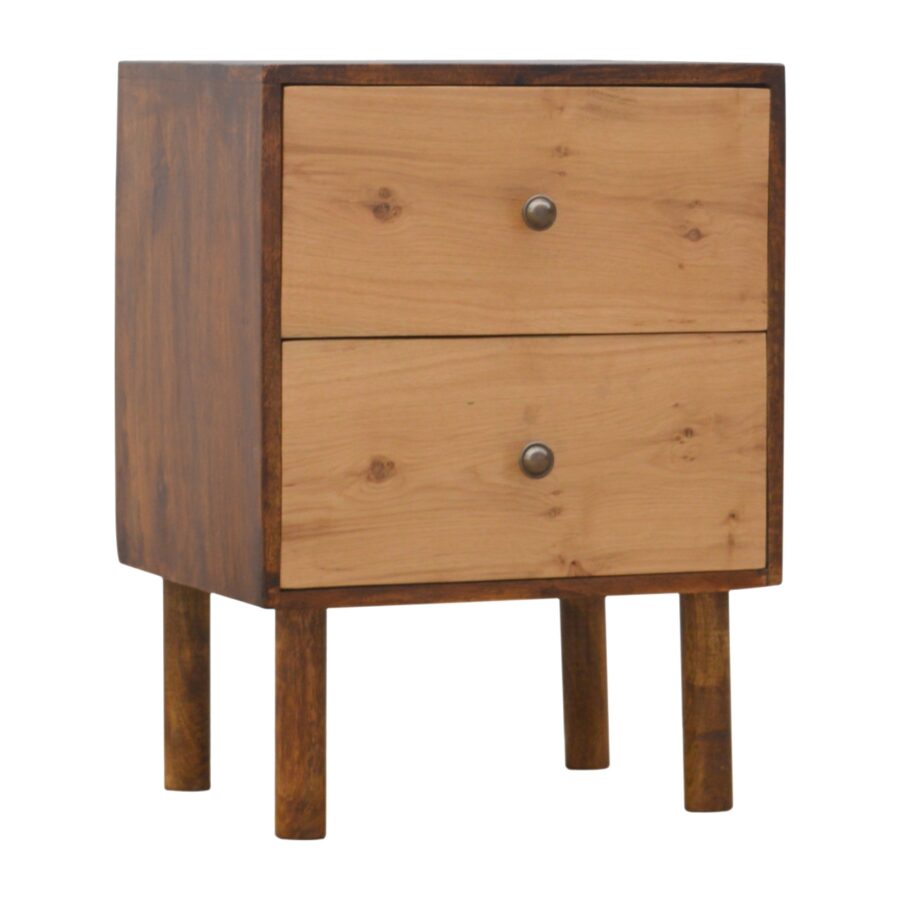 in544 solid wood 2 drawer bedside with 2 oak wood front drawer fronts