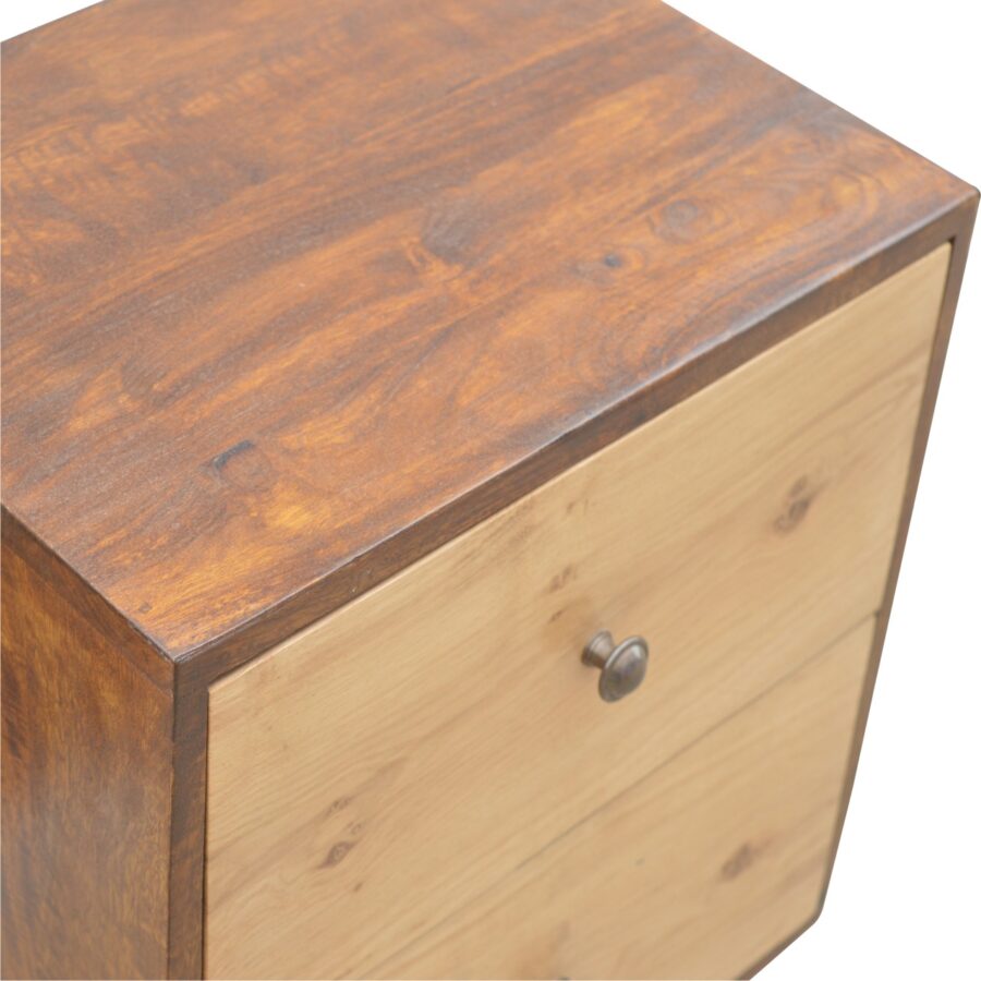 in544 solid wood 2 drawer bedside with 2 oak wood front drawer fronts