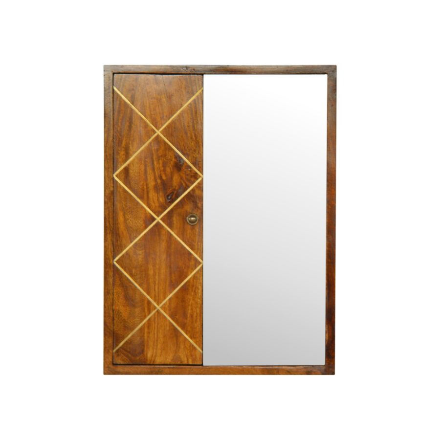 in683 sliding brass inlay wall mirror cabinet