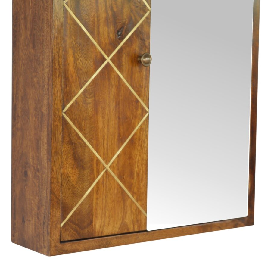 Gabinete con espejo de pared corredizo con incrustaciones de latón in683