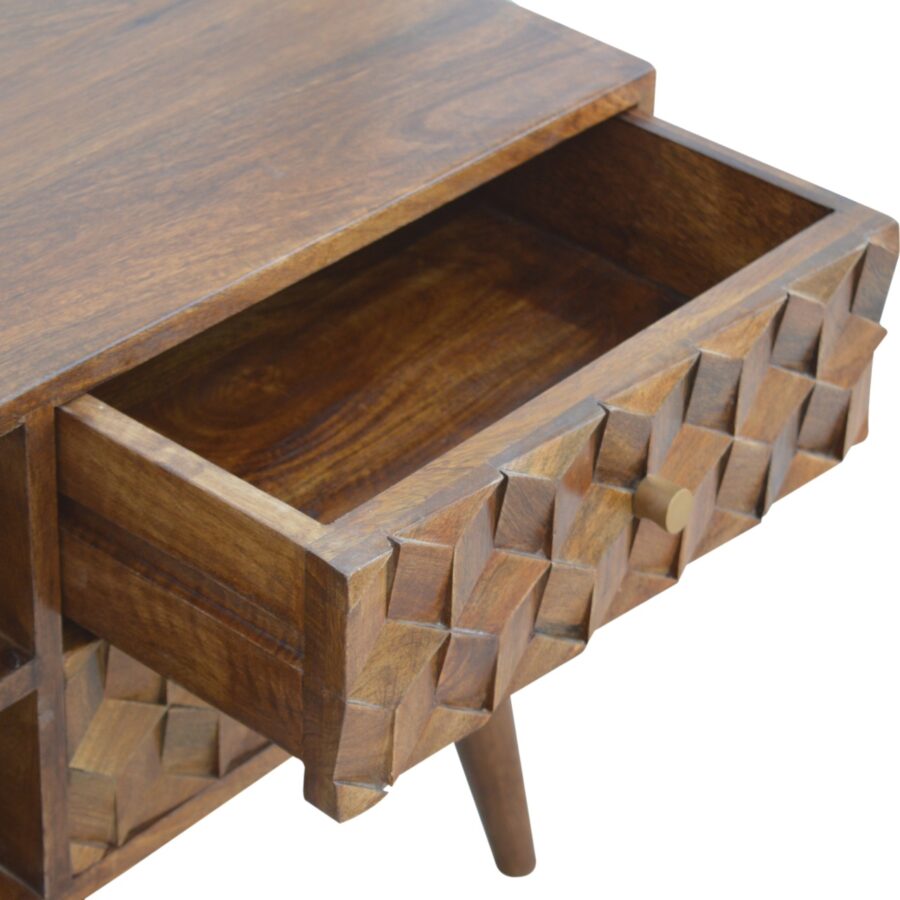 in782 chestnut cube carved media with 2 open slots