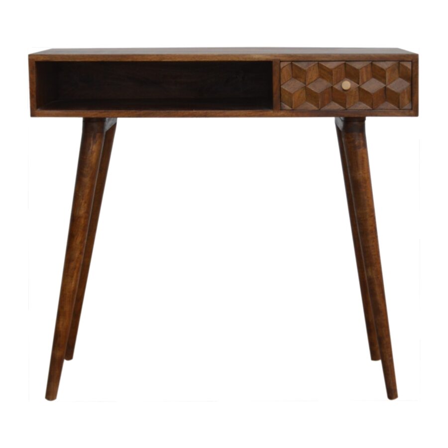 in784 chestnut cube carved writing desk