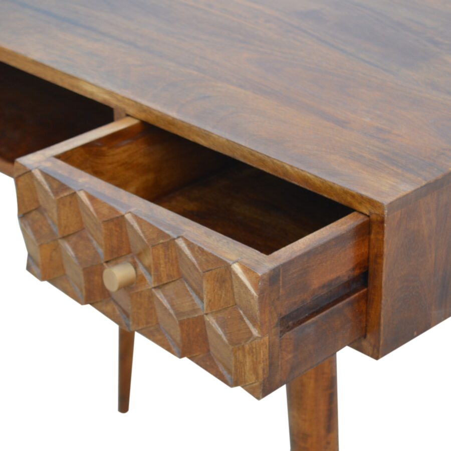 in784 chestnut cube carved writing desk