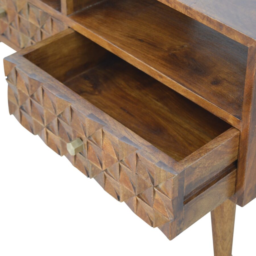 in786 chestnut diamond carved tv unit