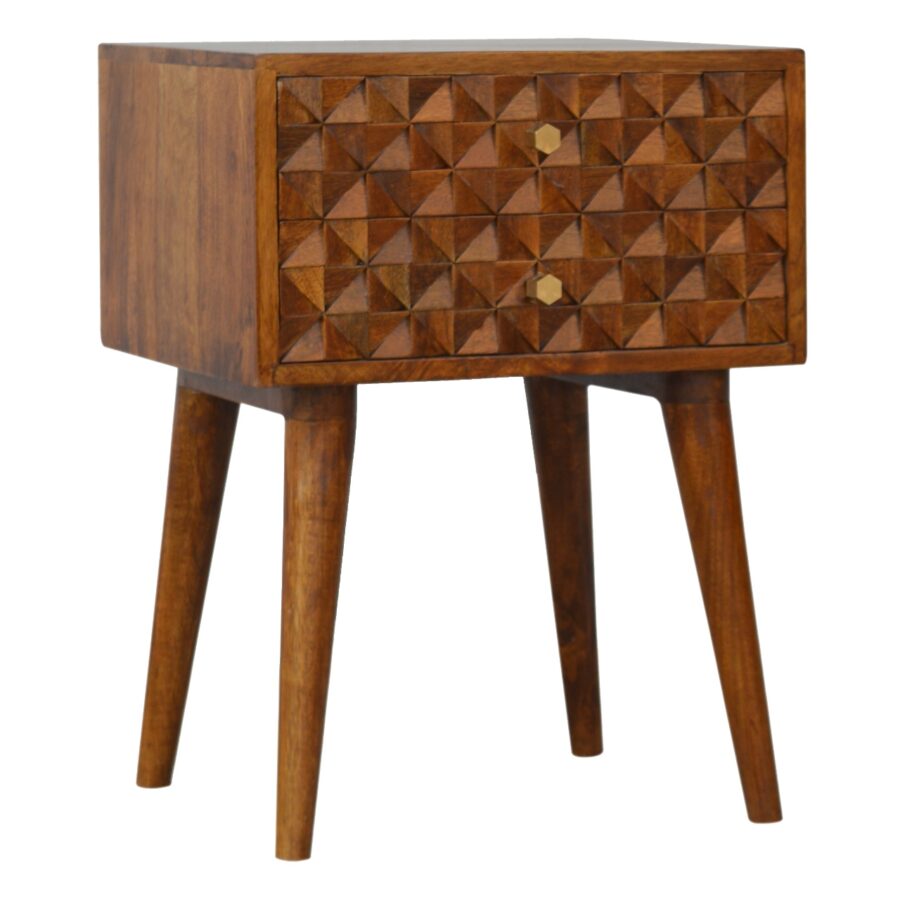 in790 diamond carved chestnut bedside