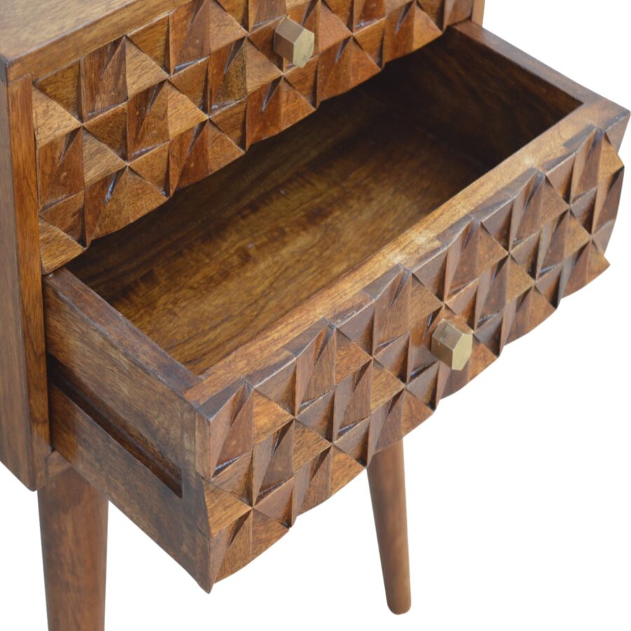 in790 diamond carved chestnut bedside