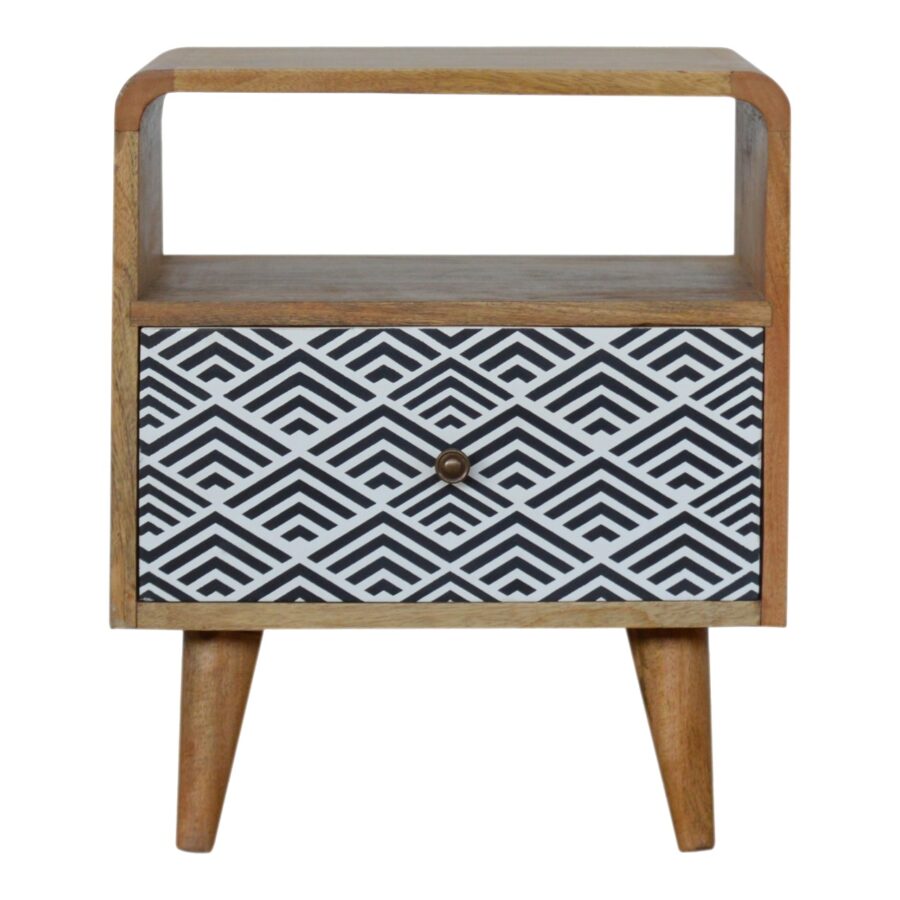 in827 monochrome print bedside with open slot