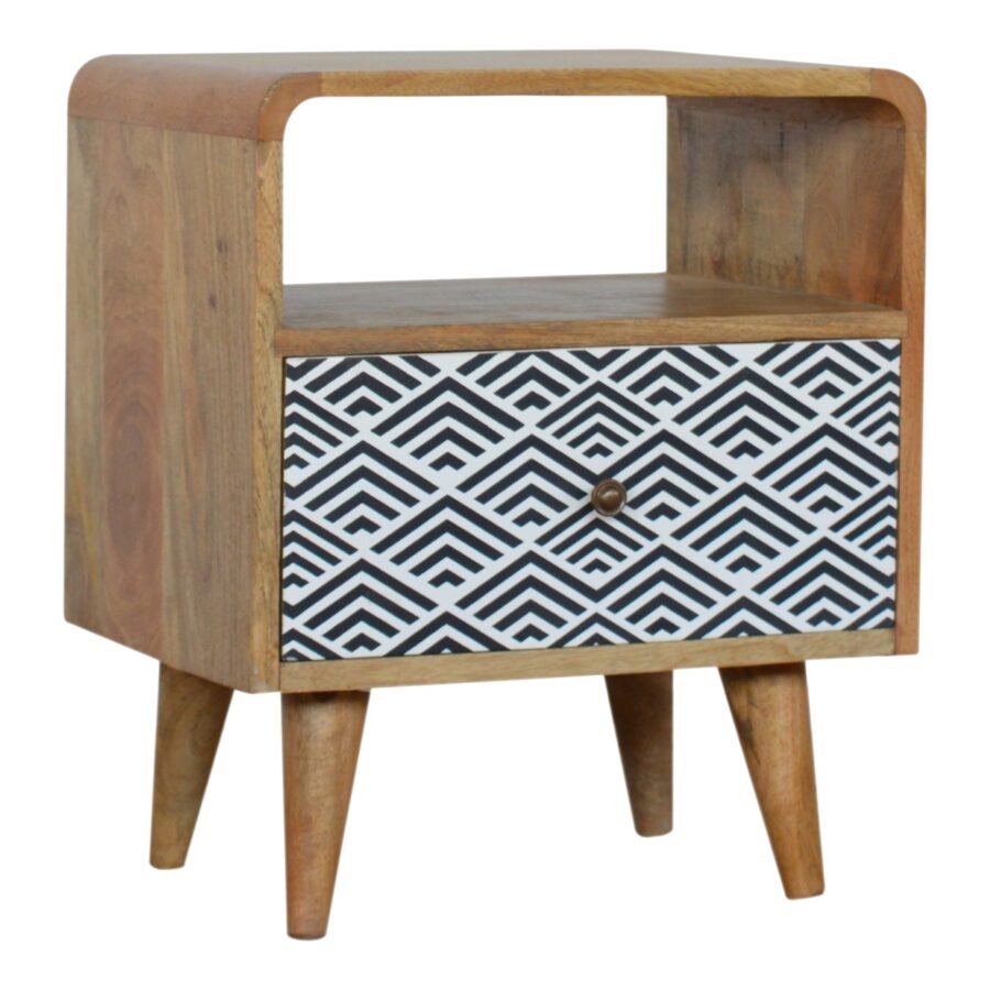 in827 monochrome print bedside with open slot