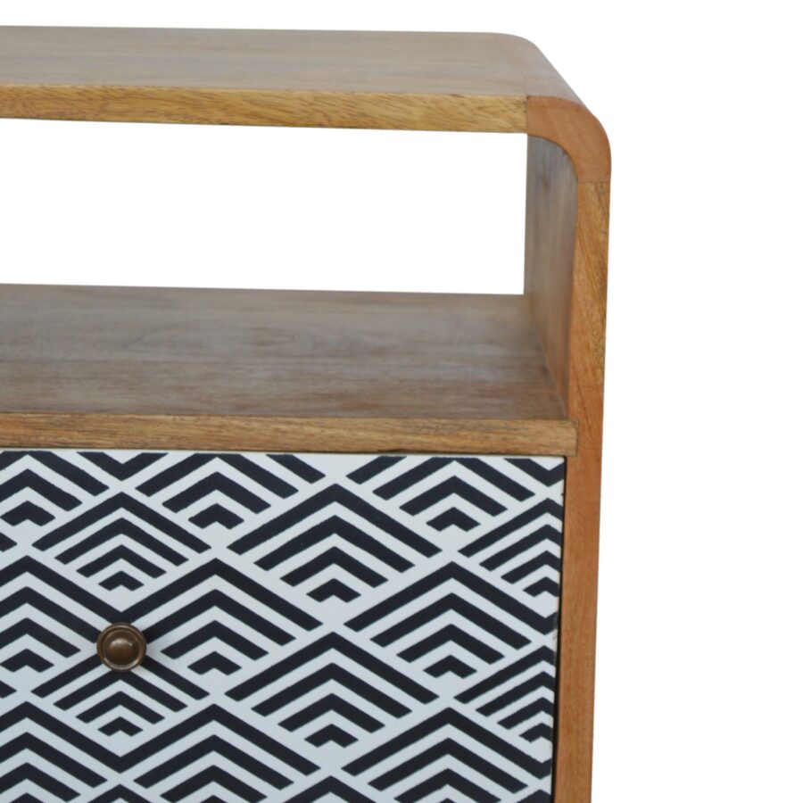 in827 monochrome print bedside with open slot