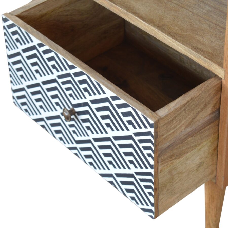 in827 monochrome print bedside with open slot