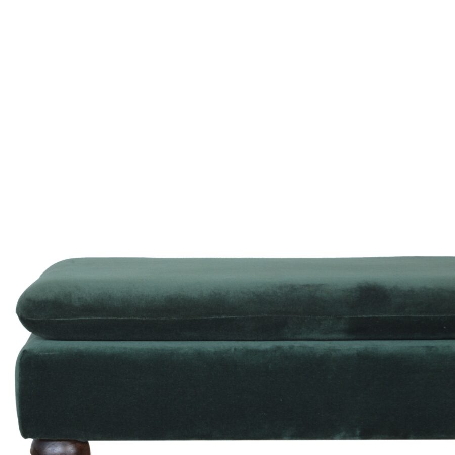 in884 green velvet bench with castor legs