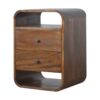 in892 chestnut curved edge bedside with 2 drawers