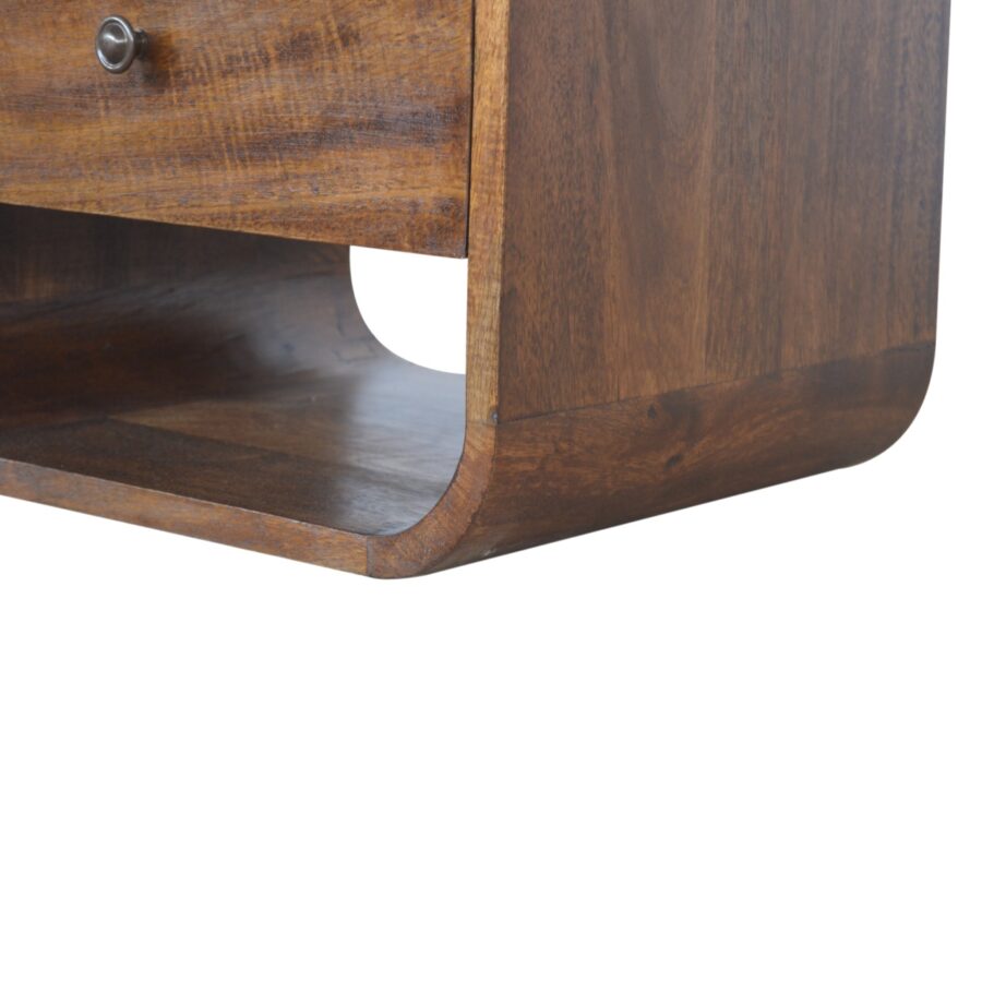 in892 chestnut curved edge bedside with 2 drawers