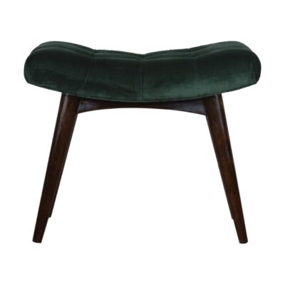in932 emerald cotton velvet curved bench