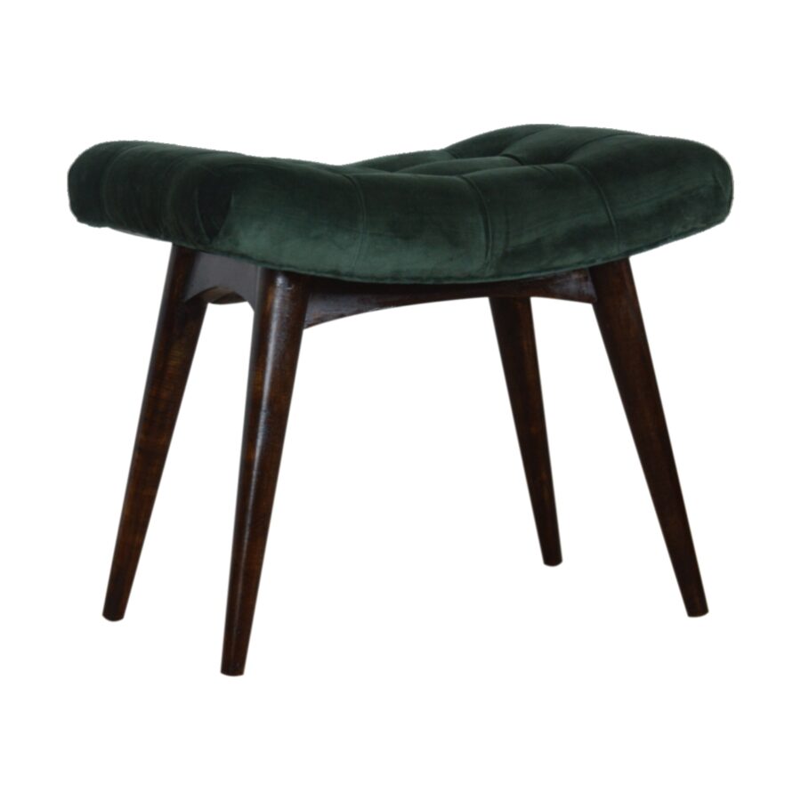 in932 emerald cotton velvet curved bench