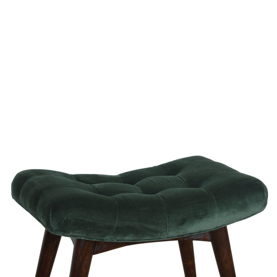 in932 emerald cotton velvet curved bench